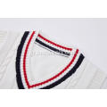 Boy's Knitted Stripe Rib Cable Cable Front School Vest